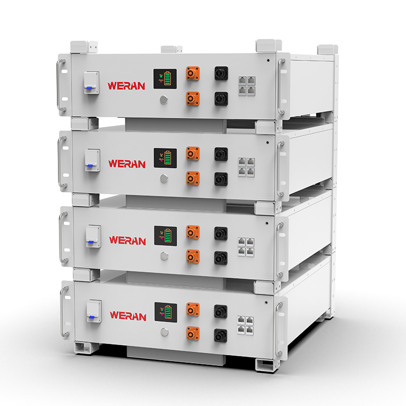 WERAN WRL-48100RW 51.2V 100Ah LiFePO4 стійковий акумулятор (5.12kWh) – 8000 циклів, CAN/RS485, штабельований домашній ESS