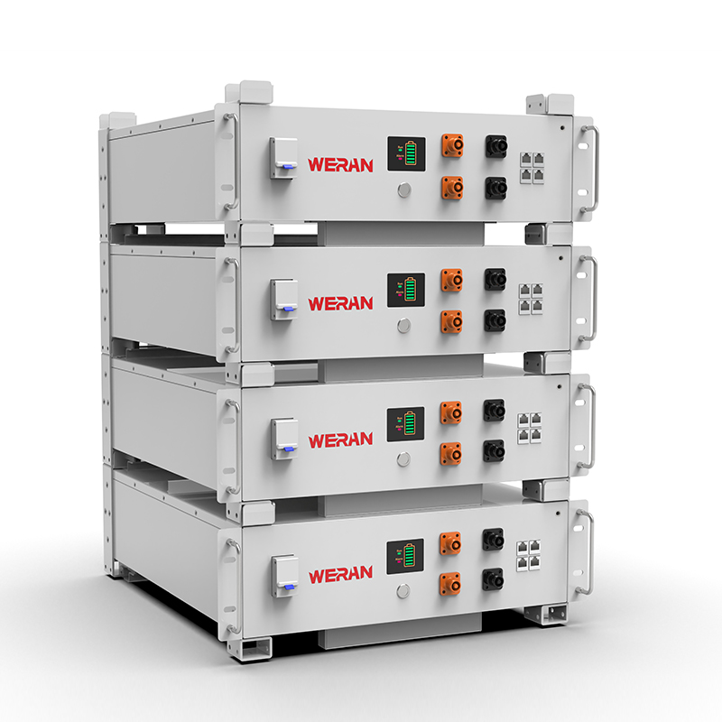 WERAN WRL-48100RW 51.2V 100Ah LiFePO4 стійковий акумулятор (5.12kWh) – 8000 циклів, CAN/RS485, штабельований домашній ESS