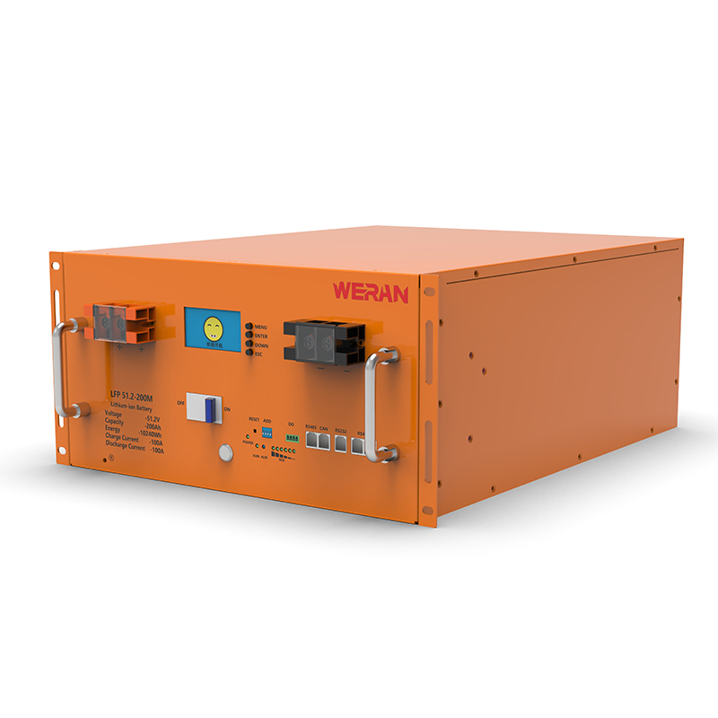 WERAN WRL-48200RO 51.2V 200Ah LiFePO4 стійковий акумулятор (10.24kWh) – 8000 циклів, високий струм, модульний сонячний накопичувач