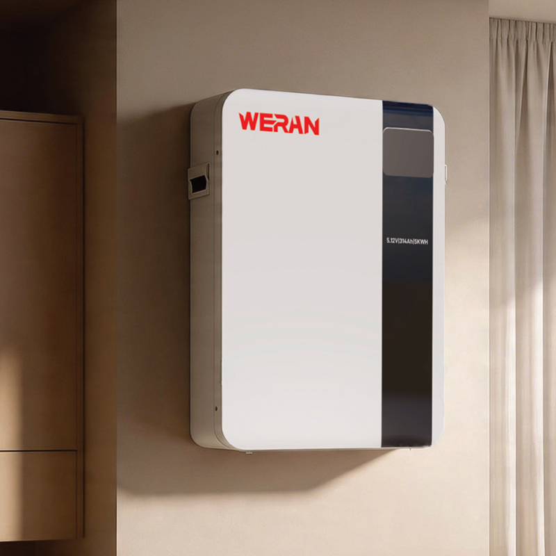 WERAN 51.2V 100Ah 5.12kWh настінна LiFePO4 батарея для житлового зберігання сонячної енергії